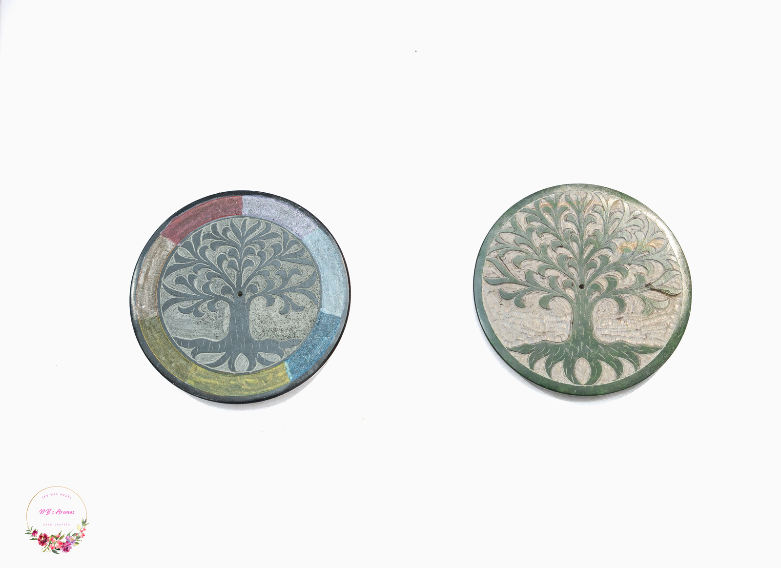 "Tree of Life" Carved Stone Incense Plates